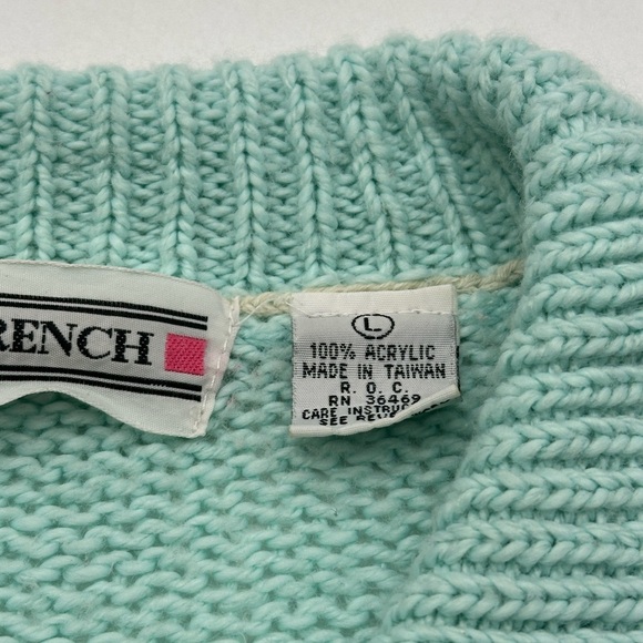 Adam French Mint Green Knit Polo Collar Sweater Top Women's Size Large Acrylic - Picture 6 of 12